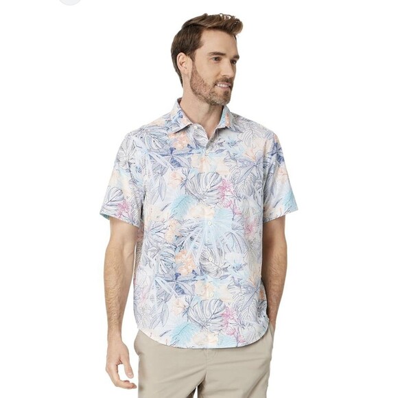 Tommy Bahama Men's Big & Tall Bahama Coast Glow Palms IslandZone Camp Shirt 4XLB - Picture 2 of 12